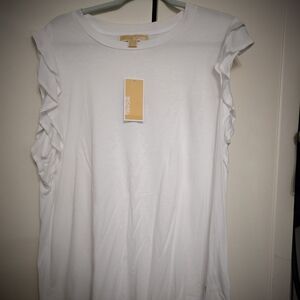 White Ruffled Sleeve Top